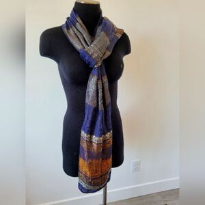 100% Silk Taj Mahal Rectangle Scarf Indian Culture Traditional Made In Cambodia